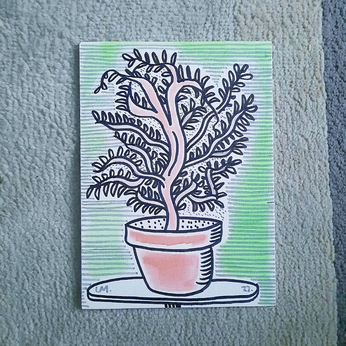 Arbuste - encres sur toile cartonée : 10€